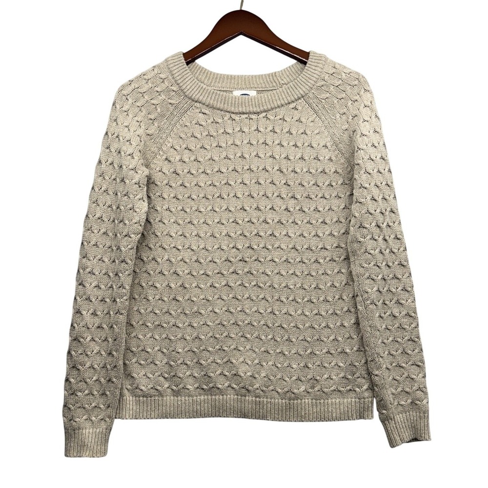 Ladies Honeycomb Waffle Knit Neutral Beige Sweater Small Old Navy Capsule